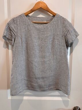 Not Perfect Linen handmade Black & White Check Women's Top size small/medium